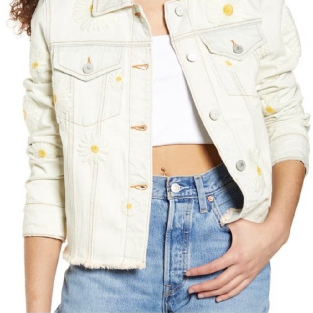 Blank NYC Daisy embroidered denim jacket
